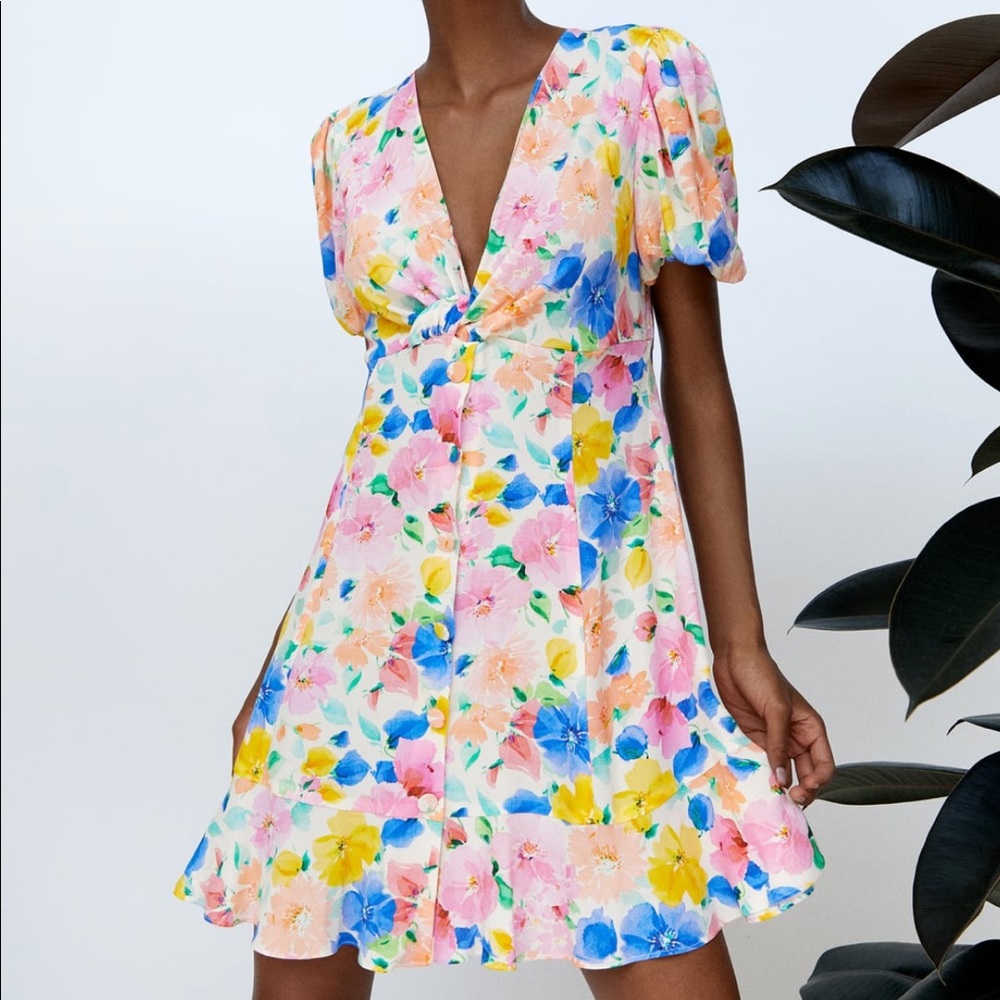 ZARA Floral Printed Mini Dress BNWT - Picture 3 of 7